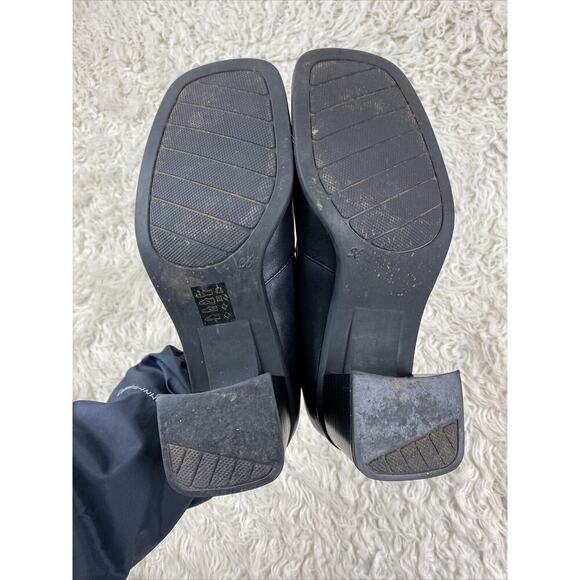 Gino Ventori Womens 36 EU 6 US Black Leather Block Heel Square Toe Slip On Shoes - Picture 9 of 9